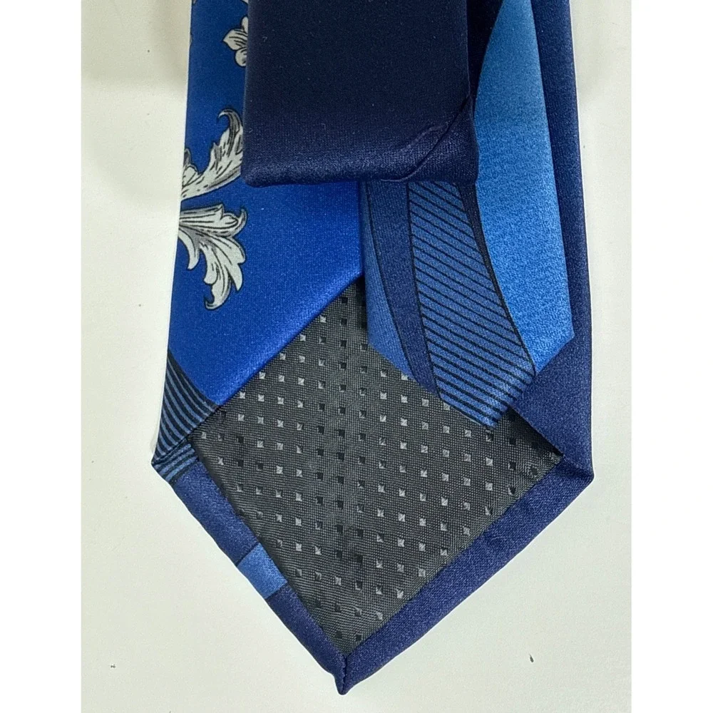 David Taylor Blue Geometric Scroll Neck Tie Business Church Wedding Party NEW